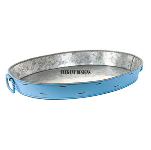 Bandeja de servicio galvanizada de forma redonda, plato de servicio galvanizado hecho a mano de nuevo diseño económico - Product Image 2