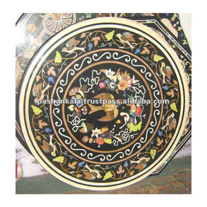 Tablero de Mesa con Incrustaciones Finas de Mármol Negro - Product Image 1