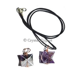 Colgante Merkaba de Amatista Natural de 20-30 mm, Hecho a Mano en su País de Origen, Curativo - Product Image 1