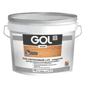 Semi-matt Acrylic varnish "GOL" for natural wood with UV-protection decoration of wood brick