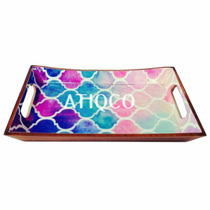 Plateau en bois de vente chaude indien impression géométrique dernier et élégant plateau classique MDF vente chaude plateau décoratif - Product Image 3