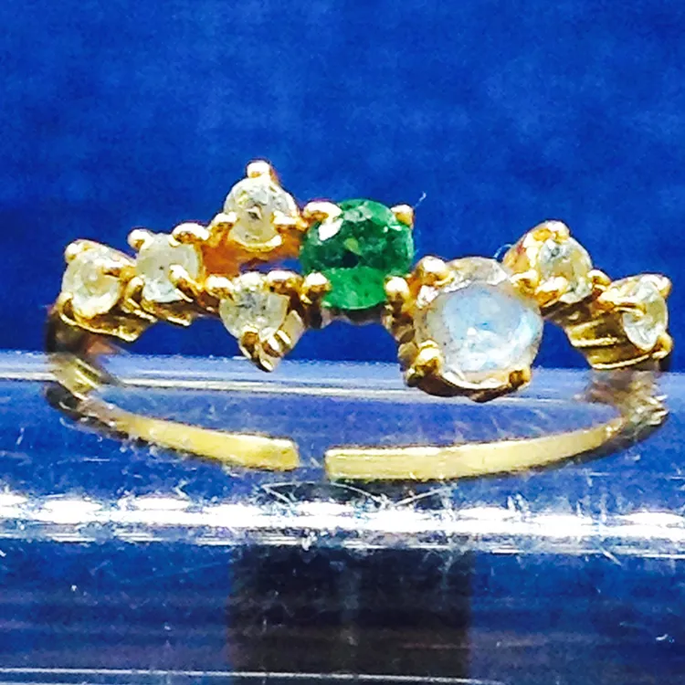 المعاصرة نمط فضة 925 مطلية بالذهب متعددة Colour حجر العصرية خاتم أنيق
