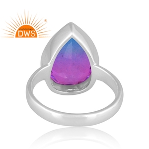 925 argent Sterling fin naturel Bio Tourmaline Doublet Quartz pierres précieuses bague empilable fabricant de bijoux - Product Image 4