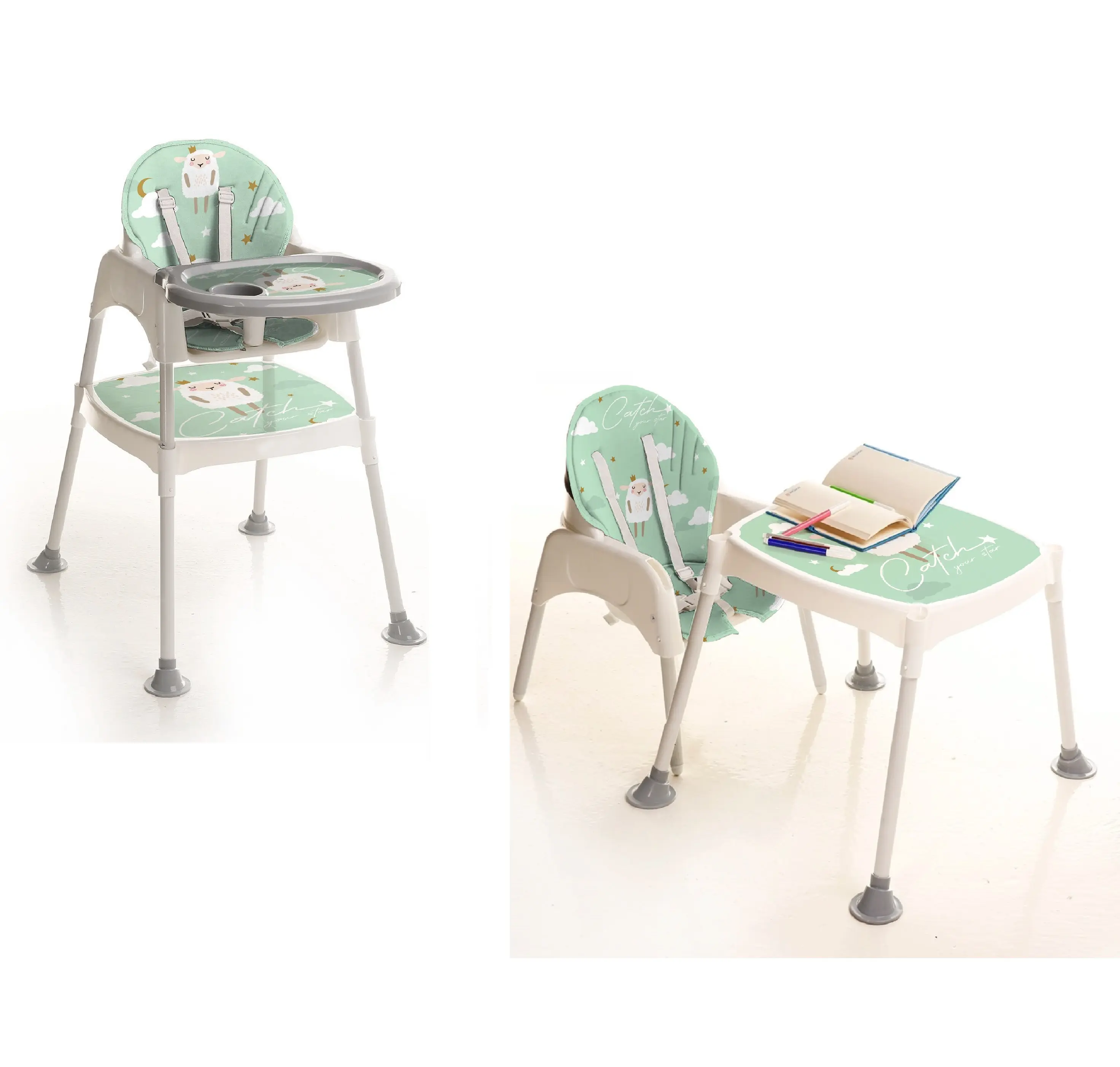 Miglior prezzo di vendita calda del bambino di alta sedia del bambino di alimentazione ad alta sedia bambino tavolo e sedia made in Turchia