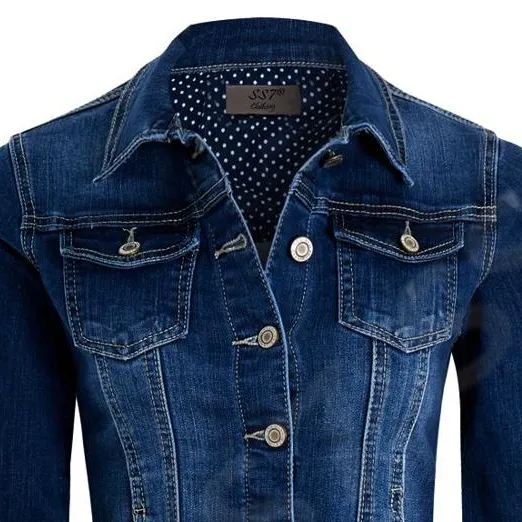 2020 frauen Ausgestattet Denim Jacke Stretch Indigo Blau Jean Jacken Modische Design Top Qualität Material