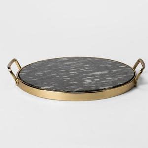 Plateau de service rond en marbre blanc sur mesure en gros - Product Image 2