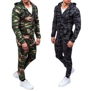 Conjunto de Chándal de Algodón Liso de Alta Calidad Hecho en Fábrica 2026 al por Mayor para Hombre, Diseño Camuflaje, Ajuste Delgado, Personalizado - Product Image 1