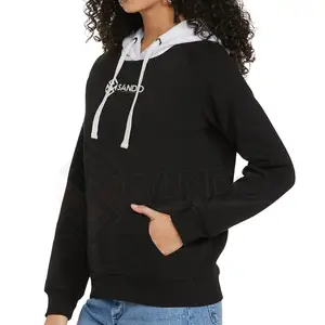 Suéter de cuello redondo de gran tamaño para mujer, ropa bordada personalizada, Jersey de algodón, sudadera con logotipo de lana y estampados personalizados - Product Image 1