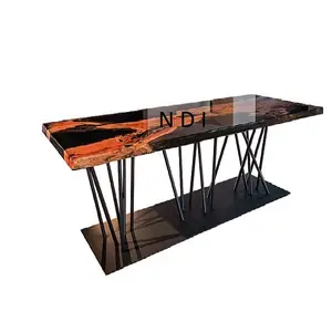 Accesorios de decoración de muebles superiores de madera Mesa de comedor Acabado de resina de excelente calidad Diseño hecho a mano Mesa de servidor de alimentos