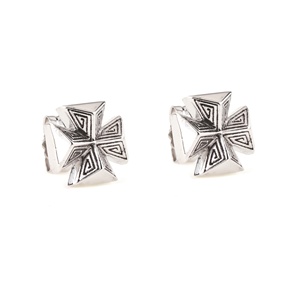 Boucles d'oreilles en argent sterling 925 au design personnalisé, petites boucles d'oreilles à clous simples, boucles d'oreilles à clous en forme de croix, bijoux pour femmes et hommes, bijoux unisexes - Product Image 1
