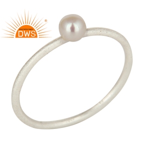 Bague en argent Sterling 925 naturel pour femme, anneau empilable, perles blanches, fabrication de bijoux, vêtements de fête - Product Image 1