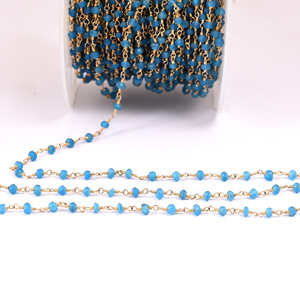 Collier en perles d'apatite bleue, pierres précieuses, 925, chapelet chaîne perlée en argent, vente en gros, collection - Product Image 2