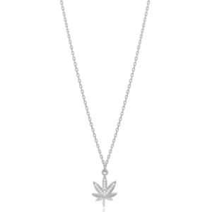 Dainty Leaf Charm Zircon Stone Chain Necklace Handcrafted Turkish 925 Sterling Silver Jewelry - Product Image 5