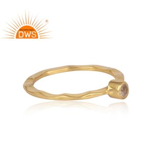 Anillo de Topacio Blanco, Joyería Chapada en Oro Amarillo, Anillo de Plata 925 al por Mayor, Anillo de Diseño Clásico - Product Image 3