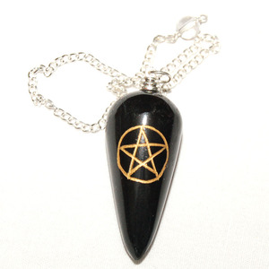 Pendule en Agate Noire Pentagramme en ligne | Recevez Pendule en Cristal de Guérison Pendules en Agate Noire Pentagramme - Product Image 1