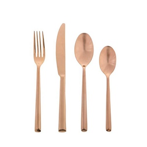 Classic Round Handle Rose Gold Plated Stainless Steel <b>Flatware</b> <b>Set</b> New Design Cutlery <b>Sets</b> for Back to School - Product Image 6