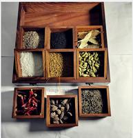 Premium Home Accessoires Sheeshamhouten rechthoekige kruidenbox met 9 compartimenten, gedroogd fruit, handgemaakte glazen deksel