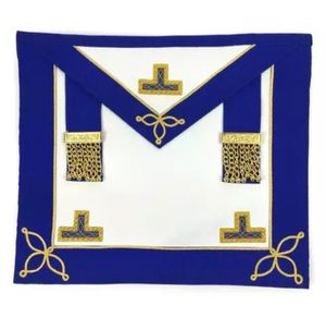 Masonic Regalia <b>Leather</b> Apron Blue <b>House</b> Officer's Wholesale Irish Style with Gold Teasels Embroidered Technics Magnetic Feature - Product Image 3
