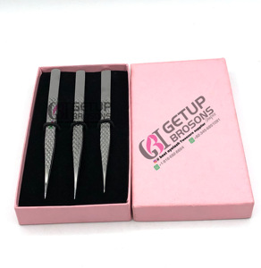 Pince à épiler d'extension de cils à poignée diamantée en acier inoxydable de haute qualité Nouveau style Slim Straight avec Logo personnalisé Instrument de beauté - Product Image 4