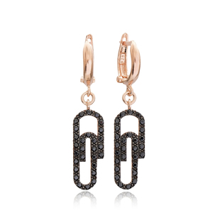 ต่างหูแบบเข็มสีดำ CZ แบบตุรกีเครื่องประดับเงินสเตอร์ลิงทำด้วยมือแบบ925 - Product Image 1