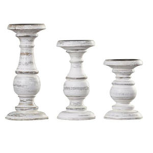 เชิงเทียนไม้มะม่วงโบราณทรงเสาธรรมชาติ ที่วางเทียนไม้สำหรับตกแต่งบ้าน งานแต่งงาน เชิงเทียนขายดีที่สุด - Product Image 2