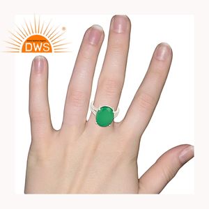 Onyx — ensemble de pierre précieuse verte naturelle, anneau à empiler, argent Sterling 925, pour Cocktail, vente en gros, bijoux fins - Product Image 4