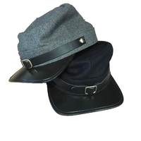 Servicio de Diseño OEM con Logotipo Personalizado, Gorras Kepis de Reproducción de Artillería Confederada Americana, 100% Lana, Bordado a Mano