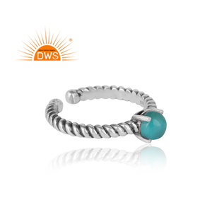 Natural Arizona <b>Turquoise</b> Bezel Setting Gemstone <b>Ring</b> Sterling Silver Handmade Trendy Oxidized Jewelry - Product Image 3