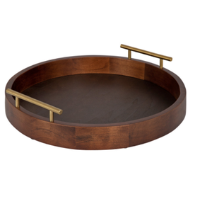 Wooden Tea Serving Trays Brass Handle Versatile Stylish Fruit Pattern Design Multi-Functional for Serving <b>Decorating</b> <b>Spaces</b> - Product Image 4