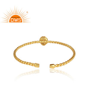 Wrapped Oval <b>Pearl</b> Gemstone Gold Plated 925 Silver Handmade Twisted Cuff <b>Bracelet</b> <b>For</b> <b>Women</b> Gift <b>For</b> Her - Product Image 3