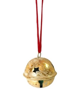 METAL <b>SMALL</b> JINGLE <b>BELL</b> GOLD and WHITE CHRISTMAS DECORATION HANGING ORNAMENT HIGH QUALITY JINGLE BEL - Product Image 1