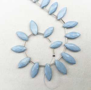 พลอยโอปอลธรรมชาติสีฟ้า18ชิ้น,ลูกปัด Briolette รูปทรงเม็ดมาร์คีส์เจียระไน - Product Image 3