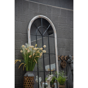 INNOVA HOME ferme style campagnard décoratif <span class=keywords><strong>shabby</strong></span> chic suspendu <span class=keywords><strong>grand</strong></span> <span class=keywords><strong>miroir</strong></span> de sol encadré arc en bois fenêtre <span class=keywords><strong>miroir</strong></span> mural - Product Image 3