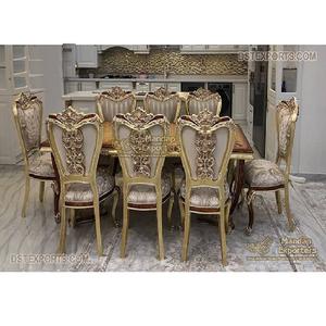 ชุดโต๊ะอาหารแกะสลักคู่จากนักออกแบบชาวฝรั่งเศสชุดไม้สักทนทานรูปทรงกลมสำหรับใช้ในบ้าน - Product Image 1