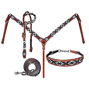 Suministros ecuestres de caballo de cuero de alta calidad Y & Z, juego de Riendas de cuello de pecho de sillín occidental disponible a precio mayorista - Product Image 1