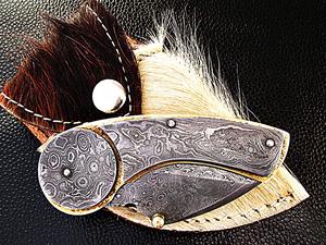 Couteau de poche pliant en acier damas fait à la main personnalisé gaine en cuir fin Logo OEM Options pour l'extérieur bricolage usage industriel - Product Image 5