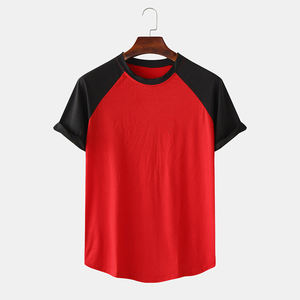 Mens Cotton Plain Lightning Patchwork Home Casual Loose T-Shirt - Product Image 1