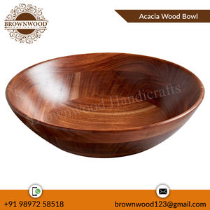 Tazón para servir de madera de acacia natural hecho a mano de alta calidad, fabricante líder, tazón hecho a mano de forma redonda antigua - Product Image 2