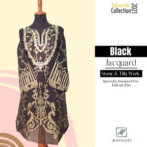 High Quality Silk Cotton Viscose Rayon Jacquard Tilla Work <b>Women's</b> Traditional <b>Kurta</b>/Kurti-Masoori Stone Work Pakistani Dress - Product Image 3