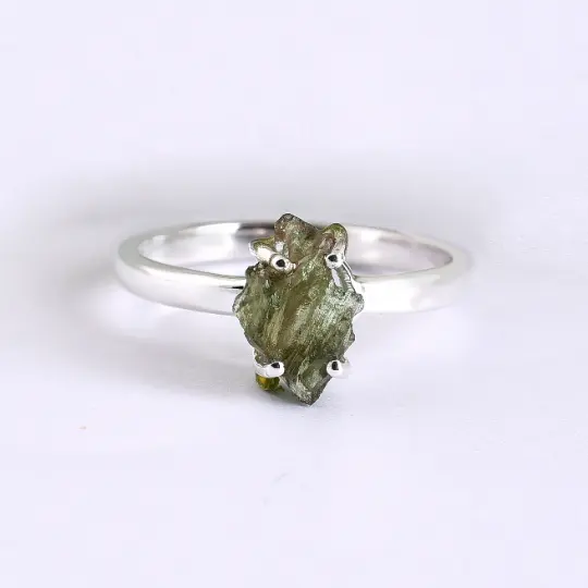 Moldavite anillo de plata de piedras preciosas, joyería de plata de ley 925 ER1818