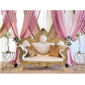 Real Maharaja-sofá de madera de oro blanco para decoración de escenario, sillón de boda de lujo para novio y novia, para escenario - Product Image 1