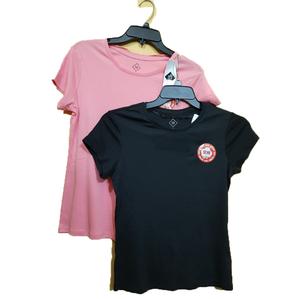 T-shirt manches courtes et col rond pour femme, expédié du Bangladesh, prix d'usine, 100% - Product Image 1