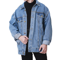 Blousons de moto en tissu denim de coton pour hommes, avec lavage pigmenté, personnalisables OEM, avec boutons en fourrure de mouton, écologiques, grandes tailles