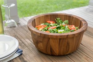 Hot Selling Acacia Wood Bowl Wooden Salad Bowl With Lip for Cereal Serving <b>Containers</b> Wooden Ring Dish Kitchenware Item - Product Image 5