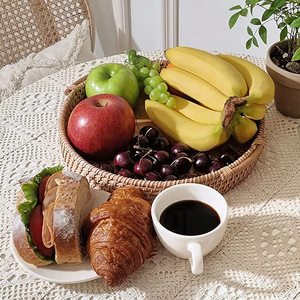 Luxury <b>Round</b> Rattan Tray Perfect for Hotel Ware Wedding Tableware and Stylish Kitchen Accessories and Decor - Product Image 5
