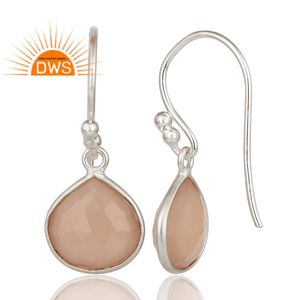 Faceted Rose Chalcedony Gemstone Earrings Wholesale Fine Sterling 925 Silver Bezel Set Dangle Earrings Jewelry - Product Image 3