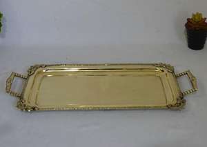 Premium Vantage Modern Luxury New Designer Fancy <b>Rectangle</b> Brass Tray Designer Border <b>Mirror</b> Polish High Quality Serving Tray - Product Image 5