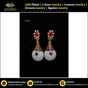 Pendientes de aro hechos a mano con diamantes americanos, chapados en plata y oro para bodas y compromisos, hechos a mano en África - Product Image 2