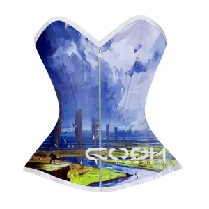 COSH CORSET Overbust Steelboned Digital Printed Sublimated Satin Corset High Quality Adjustable Party And Fashion Wear Corset