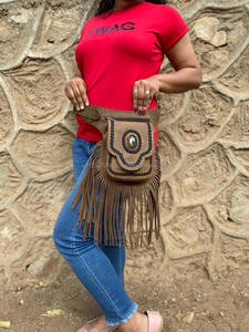 Riñonera de cuero con flecos para mujer, riñonera de moda - Product Image 4